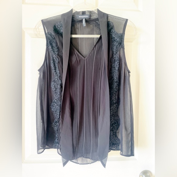 BCBGMaxAzria Black Sheer Lace Blouse - Picture 3 of 5